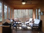 The front porch is a great hang out area, overlooking the fire pit
